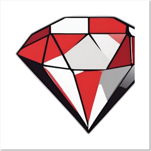 Geometric Diamond Design in Red and White No. 643 Posters and Art